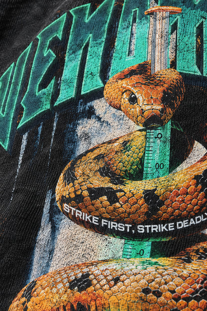 VENOMOUS T-Shirt, Stoff- und Druckfarbdetail, Schwarz