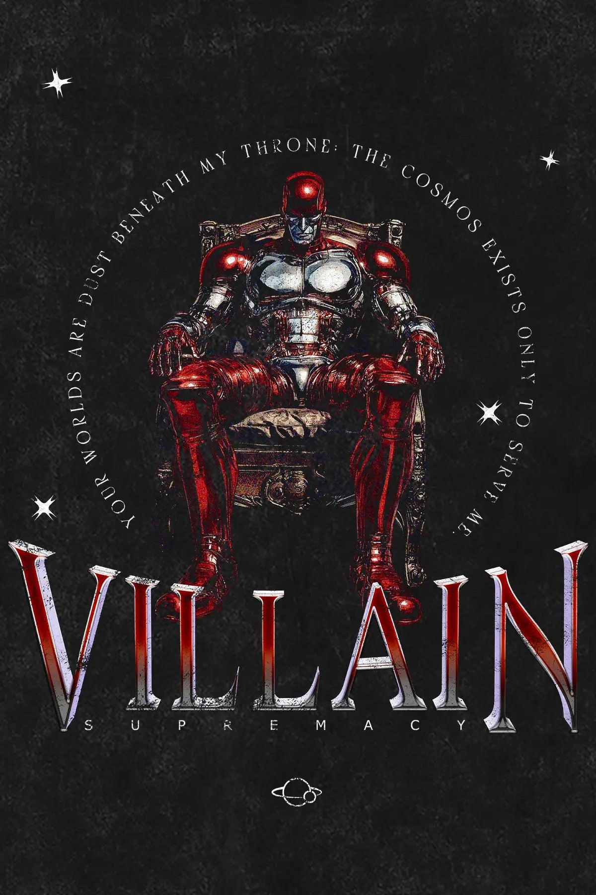 VILLAIN Hoodie, Backprint-Artwork – Villain Supremacy "Your Worlds Are Dust Beneath My Throne" | color:void