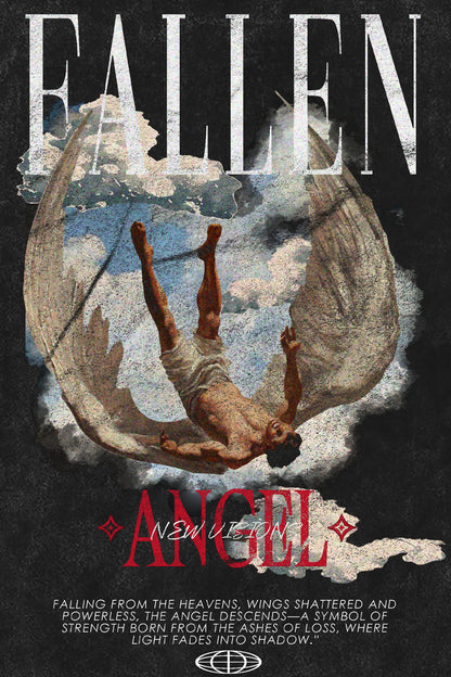 FALLEN ANGEL T-Shirt, Backprint-Artwork – Fallen Angel Graphic | color:void
