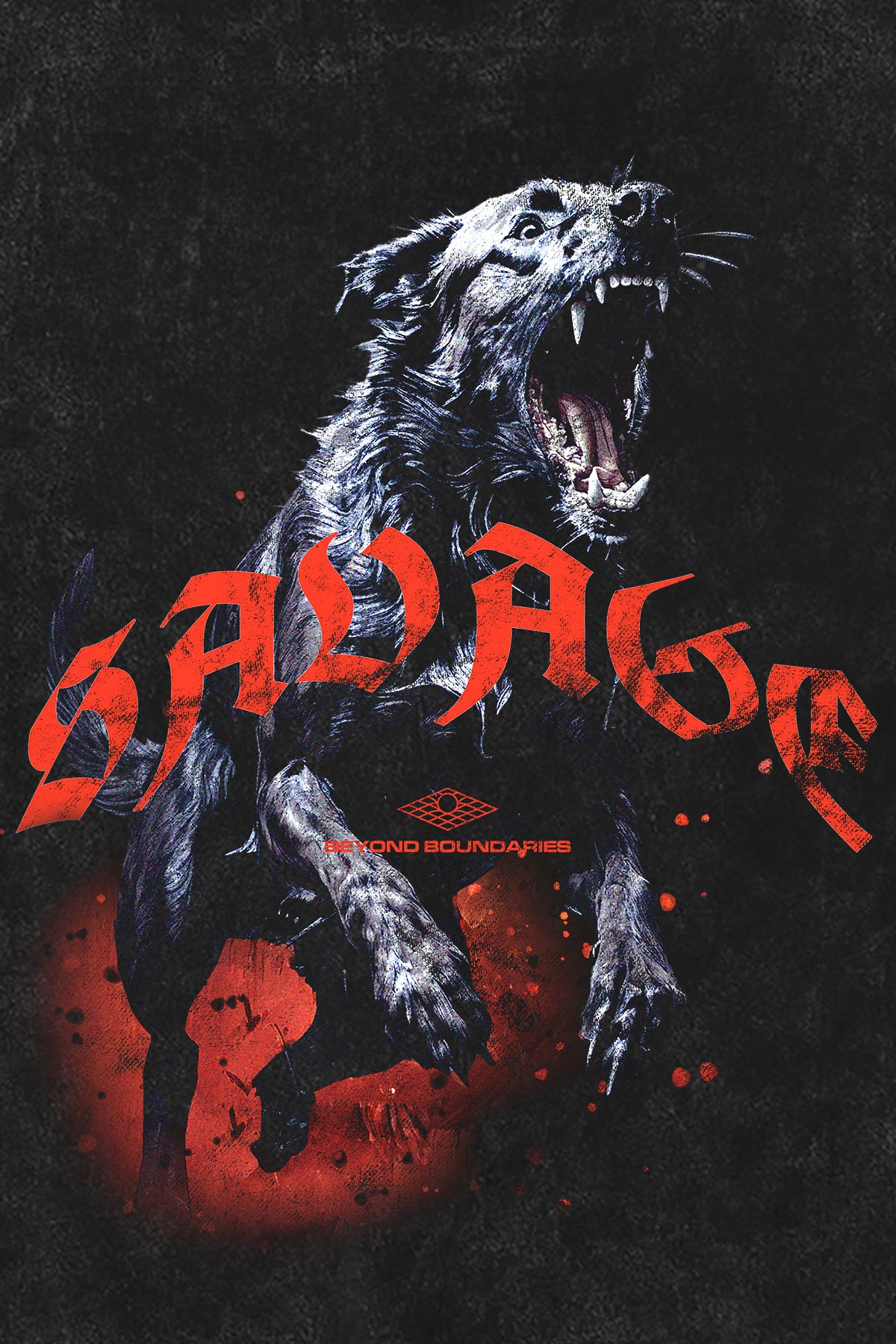 SAVAGE T-Shirt, Backprint-Artwork – Savage Wolf "Red Gothic" Graphic | color:void