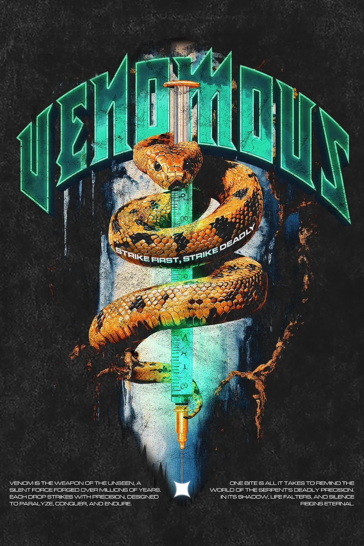 VENOMOUS T-Shirt, Backprint-Artwork – Snake Graphic "Venomous" | color:void
