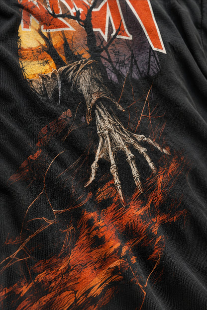 FORSAKEN T-Shirt, Stoff- und Druckfarbdetail, Schwarz