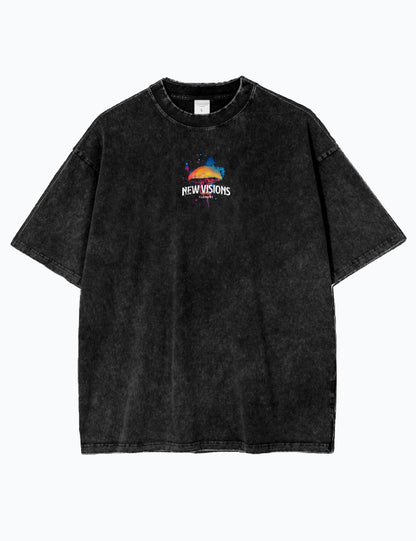 Acid Wash Oversized T-Shirt – Streetwear Mode aus Baumwolle – Unisex T-Shirt - Schwarz - NATURE's HARMONY