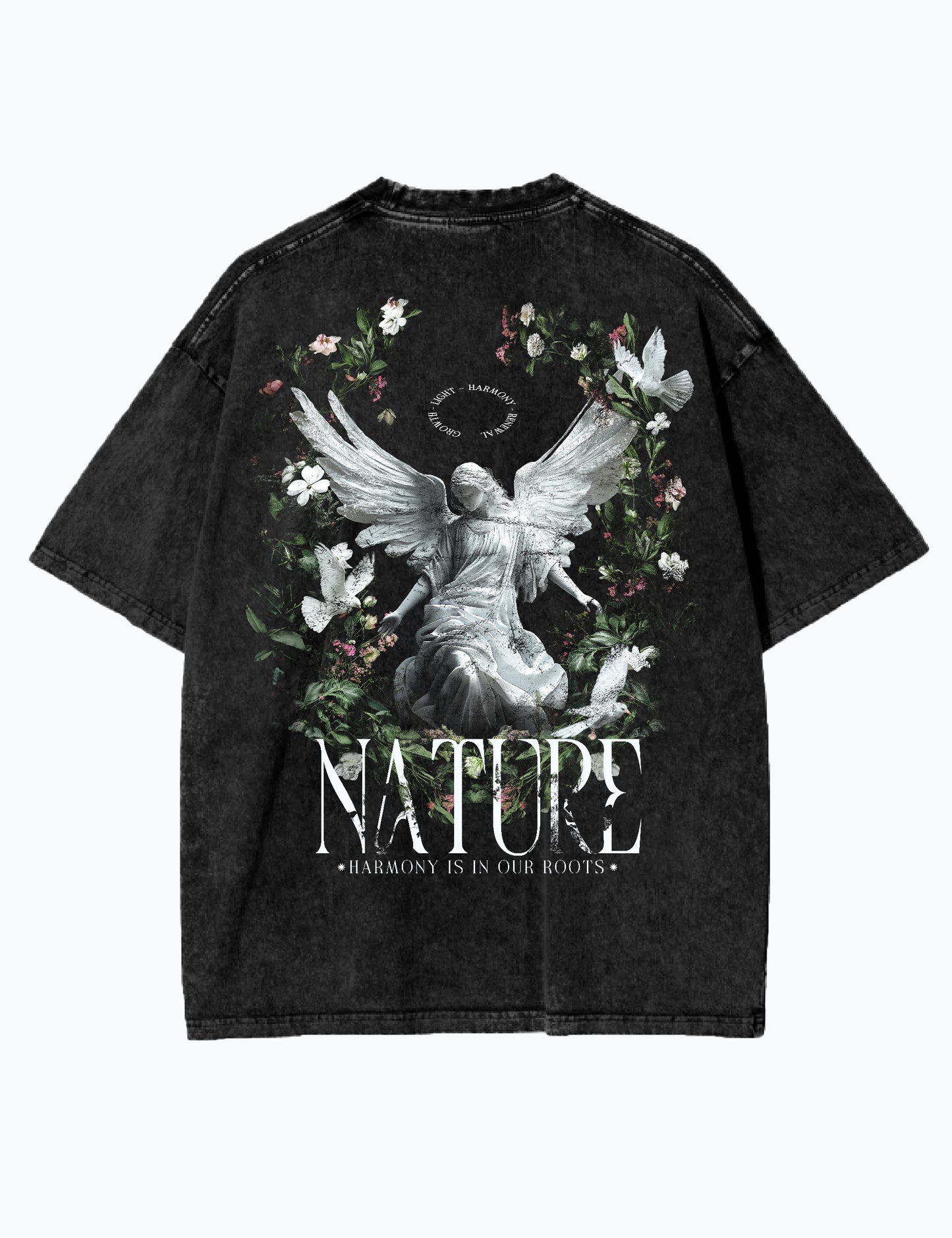 Acid Wash Oversized T-Shirt – Streetwear Mode aus Baumwolle – Unisex T-Shirt - Schwarz - NATURE's HARMONY