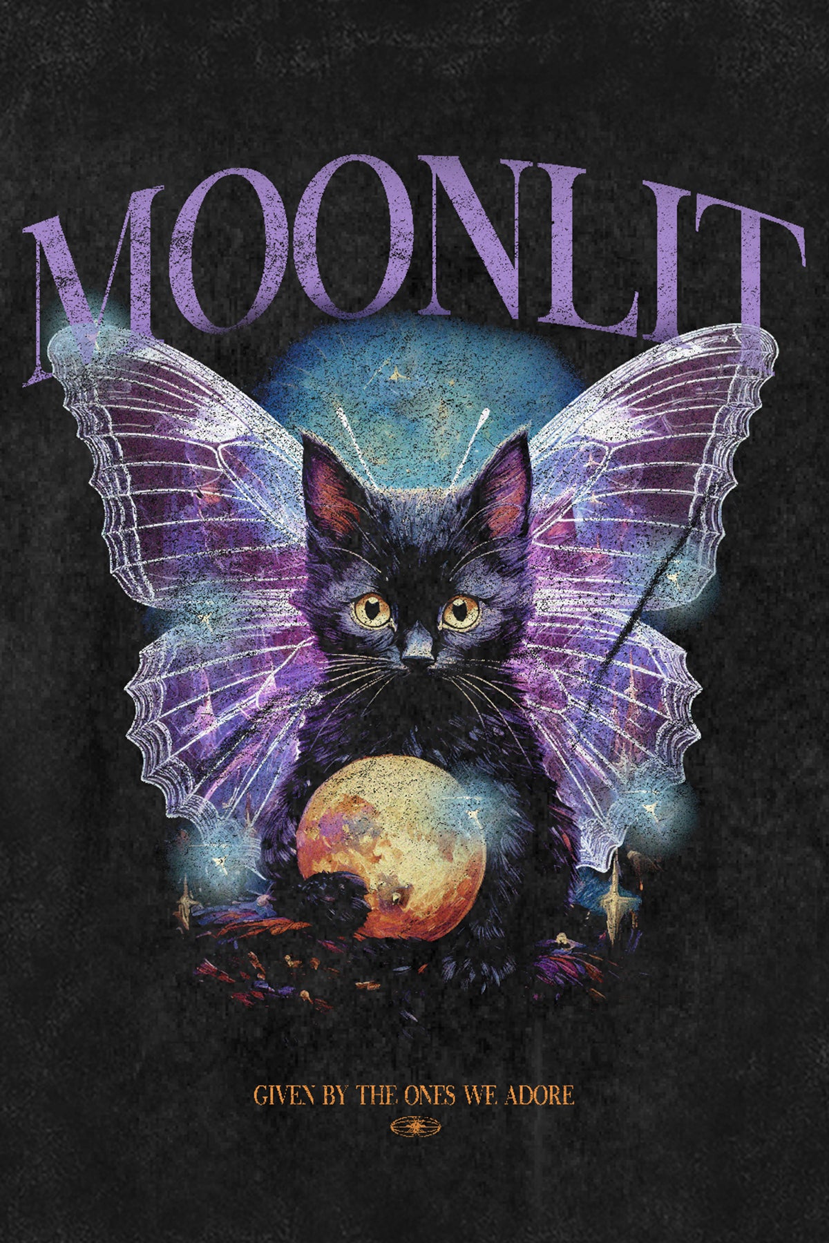 MOONLIT T-Shirt, Design – Acid Wash Black Look | color:void
