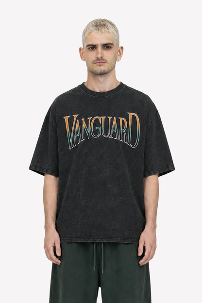 VANGUARD T-Shirt, Frontansicht mit Vanguard Chest-Logo – Acid Wash Black Streetwear | color:void