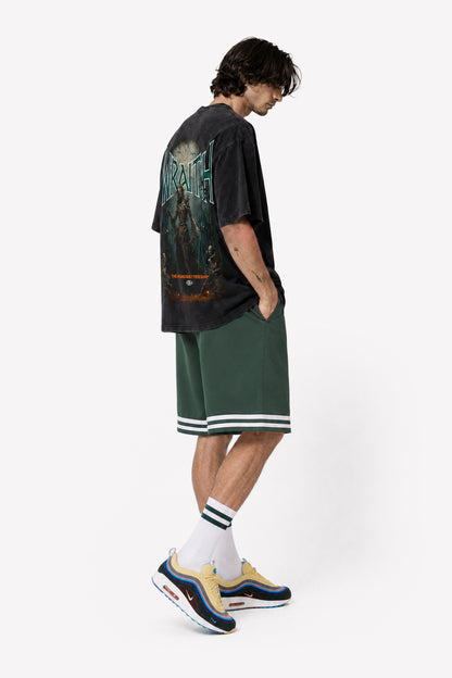 WRAITH T-Shirt, Ganzkörper-Rückenansicht mit Dark Fantasy Graphic – Oversized Streetwear Outfit | color:void
